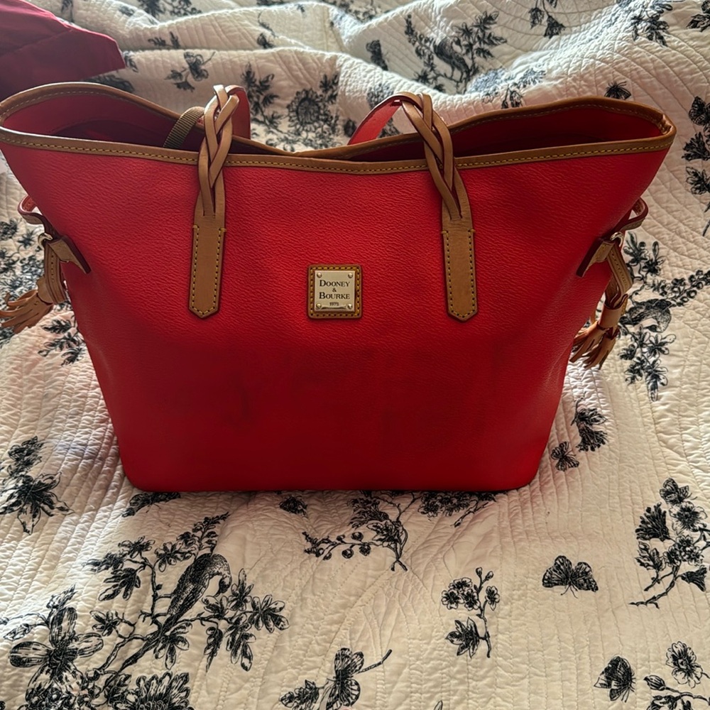 Red orange Dooney and Bourke large tote